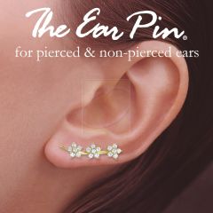Ear Climbers Flower Cluster of Cubic Zirconias Ear Pin Earrings 18k Gold Over Silver