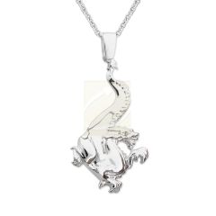 Sterling Silver Noble Dragon Pendant Necklace