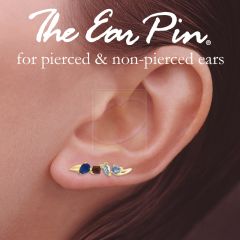 Gold Over Silver Multi Cut Colored Stones Ear Pin Earrings