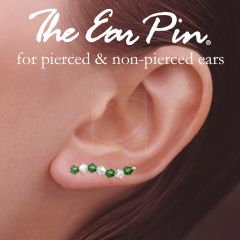 Ear Climber Earrings Ear Pin Emerald and White Swarovski Crystals Sterling Silver