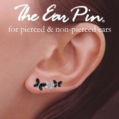 Sterling Silver Cubic Zirconia Contrasting Butterfly Ear Pin Earrings