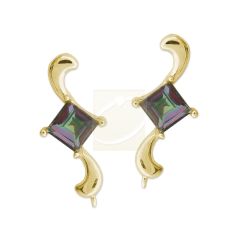 Ear Climbers Earrings Mystic Topaz Gemstone Ear Pin Earrings 18k Gold Over Silver