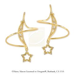 Cubic Zirconia Star Earspirals Earrings in Gold Over Silver