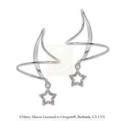 CZ Star Dangle Earspirals Earrings in Sterling Silver