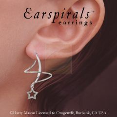 CZ Star Dangle Earspirals Earrings in Sterling Silver