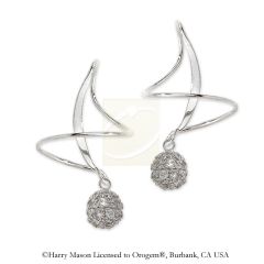 CZ Bead Dangle Earspirals Earrings in Sterling Silver