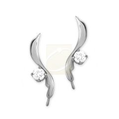 Sterling Silver Cubic Zirconias Solitaire Swirls Ear Pin Earrings