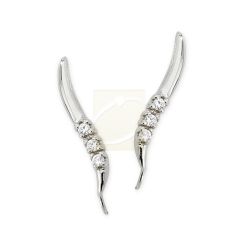 Sterling Silver Cubic Zirconia Short-n-Sweet Ear Pin Earrings