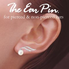 Ear Pin Ear Climber Earrings Pearl Dangle Double Swirls Sterling Silver