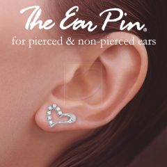 Ear Climber Earrings Ear Pin Cubic Zirconia Stylized Heart Sterling Silver