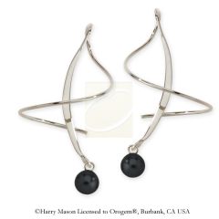 Black Onyx Dangle Large Half Moon Earspirals Earrings in Silver