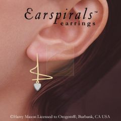 Gold Over Silver Hematite Heart Earspirals Earrings
