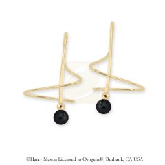 Gold Over Silver Genuine Black Onyx Bead Earspirals Earrings