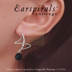 Black Onyx Bead Earspirals Earrings in Sterling Silver