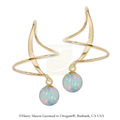 Earspirals Earrings Half Moon Round Simulated Opal Bead Dangle