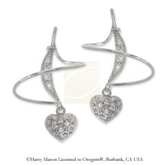 Cubic Zirconia Heart Earspirals Earrings in Silver