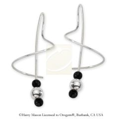 Polished Bead and Black Onyx Earspirals Earrings in Silver