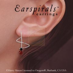 Carnelian and Black Onyx Earspirals Earrings in Silver
