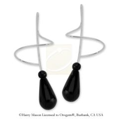 Sterling Silver Genuine Black Onyx Teardrops Earspirals Earrings
