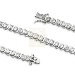 5 Carats Twt. Cubic Zirconia S Bar Tennis Bracelet Sterling Silver 7 Inches