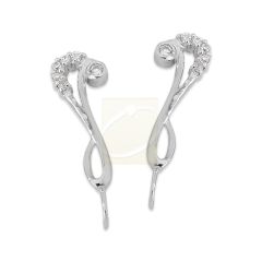 Ear Climber Earrings Ear Pin Cubic Zirconia Tip Sterling Silver