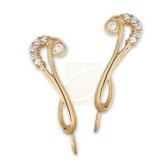 Ear Climber Earrings Ear Pin Cubic Zirconia Tip 18k Gold Over Silver