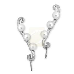 Sterling Silver Triple Freshwater Pearls Ear Pin Earrings