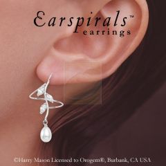 Silver Marquise Cubic Zirconia Teardrop Pearl Earspirals Earrings