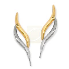 Sterling Silver Two Tone Double Curves Ear Pin Earrings