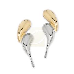 Sterling Silver Two Tone Polished Teardrops Ear Pin Earrings