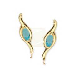 14k Yellow Gold Blue Topaz Large Marquise Ear Pin Earrings