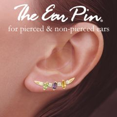 Peridot, Amethyst, Citrine Marquise and Round Cubics Ear Pin Earrings in 14k Yellow Gold