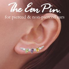 Peridot, Amethyst, Citrine Marquise and Diamonds Ear Pin Earrings in 14k White Gold