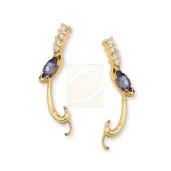 3/16ct. Twt. Diamond & Marquise Tanzanite Ear Pin Earrings 14k Yellow Gold