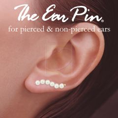 Ear Pin Ear Climber Earrings Swarovski White Crystal Pearls 10k Yellow Gold