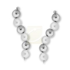 Ear Pin Ear Climber Earrings Swarovski Crystal Pearls-Gold Beads 10k White Gold