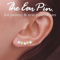 Swarovski Crystal Pearls-Gold Beads Ear Pin Ear Climber Half Moon Earrings 10k Yellow Gold