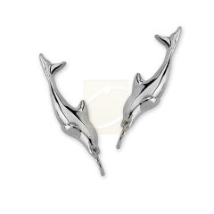 Ear Climbers Dolphin Ear Pin Earrings 14k White Gold