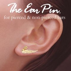 14k Yellow Gold Diamond Cut Swan Ear Pin Earrings