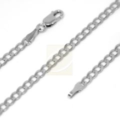 Curb Link Chain Necklace 14k White Gold 3.00mm 16 to 24 Inches