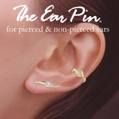 Diamond Accent Ear Pin Earrings with Diamond Accent Earcuff Earring in 10k Yellow Gold