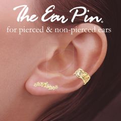 18k Gold Over Silver Plumeria Ear Pin Earrings with Nature's Leaf Earcuff Earring