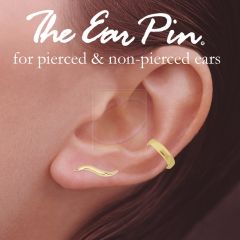 Classic Ear Pin Earrings with Simple Polished Earcuff Earring in Gold Over Silver
