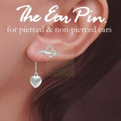 Heart Ear Pin Earrings with Heart Interchangeable Enhancers in Silver