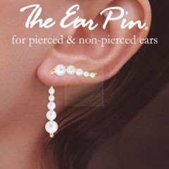 Gold Over Silver Graduated Pearl Ear Pin Earrings with Pearl Interchangeable Enhancers