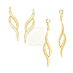 Ear Pin Ear Climber Earrings Double Swirls with Matching Interchangeable Enhancers Gold Over Silver