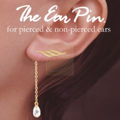 18k Gold Over Silver Triple Swirls Ear Pin Earring with Teardrop CZ Interchangeable Enhancers
