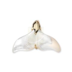 Whale Tail Pendant Genuine White Mother of Pearl 18k Gold Over Silver Small Size
