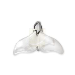 Whale Tail Pendant Genuine White Mother of Pearl Sterling Silver Small Size